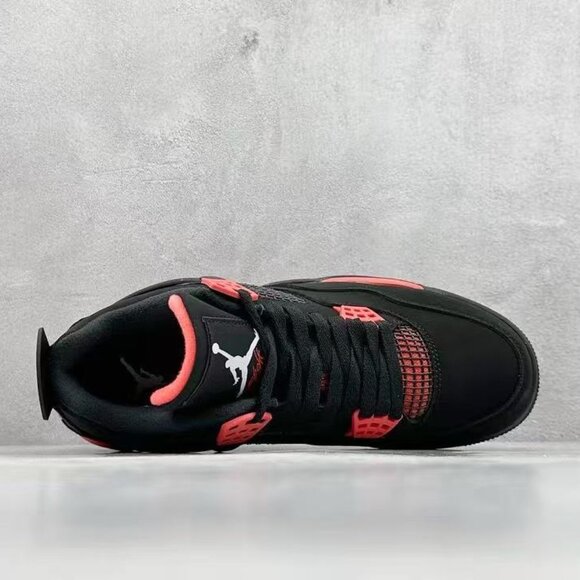 Air Jordan 4 Red Thunder Women Men's Black and Red Sneakers - Picture 2 of 9